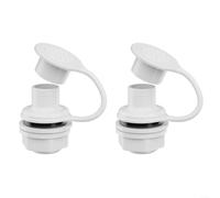 2pcs Cooler Drain Stopper for Igloo Ice Chest 25-70 Quart Leak-Proof Push-to-Close Triple Snap Cap with Gasket Nut Washer White Plastic Fits 7/8 Inch Hole Outdoor Camping Fishing Accessory