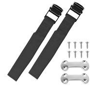 2Pcs Cooler Tie Down Kit, Battery Tie Down Strap with Stainless Steel Cam Buckle, Bracket and SS Screws, Fixed Straps for Coolers to Boats Luggage Belt Cars Truck Bed