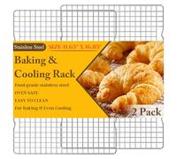 2PCS Cooling Racks for Cooking and Baking -11.65''x16.85''Heavy Duty Stainless Steel Wire Rack for Baking, Grilling, Roasting - Oven & Dishwasher Safe - Fits Half Sheet Pan(Silver)