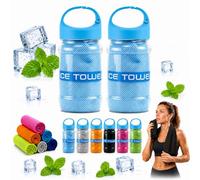 2PCS Cooling Towel - Ice Cool Microfibre Towel for Neck,Ice Cold Sports Sweat Towels for Instant Relief,Soft Breathable for Gym, Yoga, Golf, Running, Camping & Hot Weather, Stay Cool from Over Heating