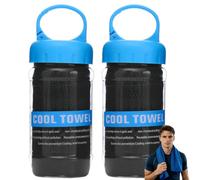 2Pcs Cooling Towels,Ice Cool Microfiber Neck Towel for Hot Weather (Black)