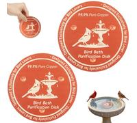 2Pcs Copper Disc for Bird Bath, 99.99% Pure Copper Bird Bath Purification Disk with Stable 3-Point Support, Natural Water Cleaner for Outdoor Birdbaths & Fountains All-Season Cleaning (2pcs A)