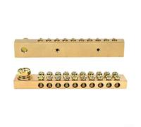 2PCS Copper Ground Busbar Terminal Block, Double Hole High Current Wiring Connector for Electrical Distribution Panels, Compact Brass Colour(20p)