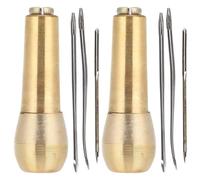 2pcs Copper Handle 6 Needles Sewing Awl Hand Stitcher Shoe Repair Tool Kit for DIY Sewing Canvas Leather Repairing Leather Craft Kit Tools Leather Tools