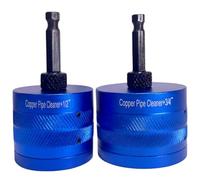 2Pcs Copper Pipe Cleaner, 1/2 Inch & 3/4 Inch Copper Pipe Cleaner for Drill, Professional Plumbing Tools for Removing Rust Stains Paint