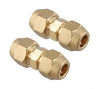 2PCS Copper Pipe Double Nipple Connector Effective for Air Conditioning Use with Smooth Installation (5/8(3/8(9.52mm))