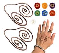 2pcs Copper Spiral Palm Hand Ring,Palm Ring Reiki Spiral Hand Rings For Meditation Motivation Healing,Handmade Copper Cuffs For Crystal Work For Men Daughter Son Baby Girls Teens Family Children Boys