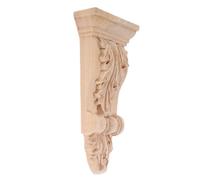 2pcs Corbel Decorative Shelf Bracket European Carved Design | Solid Timber Construction, Khaki Finish, Roman Column Corner Flower Motif, for Beams, Rafters, Wall Shelves and Renovations