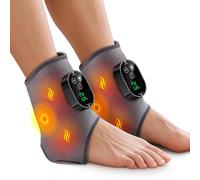 2PCS Cordless Foot Massager for Neuropathy, Foot and Ankle Massager for Pain Relief, 3000mAh Rechargeable Ankle Heating Pad with Massage for Circulation, Gray