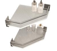 2PCS Corner Shower Shelves Heavy Duty Acrylic Shower Shelves Wall Mounted Shower Corner Shelf Removable Shower Shelves Corner for Kitchen Home 8.66 * 8.66inch