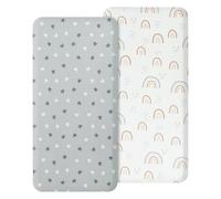 2Pcs Cot Sheets 120x60 Fitted Baby Fitted Sheets Newborn Pram Sheets Fitted Microfiber Breathable Crib Baby Bassinet Sheet Cozy and Lightweight Travel Cot Fitted Sheets for Moses Basket or Baby Cradle