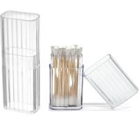 2Pcs Cotton Bud Holder, Portable Travel Cotton Swab Dispenser Box with Dustproof Lid, Clear Plastic Organizer Case for Hair Ties, Toothpicks, Bathroom Storage Organization