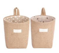 2pcs Cotton Linen Hanging Storage Basket for Door Back Wall