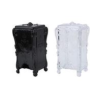 2PCS Cotton Pad Storage Box 3D Butterfly Rose Pattern ABS Transparent Black Make Up Pad Holder with Lid