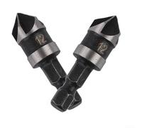 2Pcs × Countersink Drill Bit 5 Flute Cutter Chamfer Bit Quick Change Shank Heat Treated Carbon Steel For Woodworking (16mm)