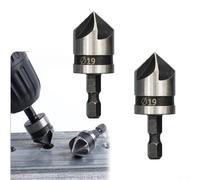 2PCS Countersink Drill Bits with 5 Flute Design for Use on Wood and Soft Metals 1/4 Inch Hex Shank 12 16 19mm (16mm)