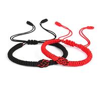 2Pcs Couple Bracelets Handmade Black Red String Mixed Love Lucky for The for Protection of Lov Hand-Woven