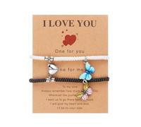 2Pcs Couple Friendship Bracelets Cute Crystal Glow-in-the-dark Butterfly Animal Heart Matching Bracelets Y2k Colorful Butterfly Glass Beaded Elastic Bracelet for Women Men Jewelry Gifts, M, Glass, no