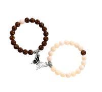 2Pcs Couple Friendship Bracelets Cute Kawaii Butterfly Sun Moon Heart Matching Bracelets Y2k Colorful Butterfly Glass Beaded Elastic Bangles for Women Men Relationship Aesthetic Jewelry Gifts, M