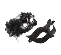 2pcs Couple Masquerade Masks Set Black Plastic Venetian Half Face Mask