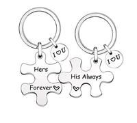 2Pcs Couples Key Rings Her King His Queen Keyring Keychain Valentine Christmas Gifts for Boyfriend Girlfriend Husband Wife (2)