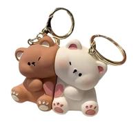 2Pcs Couples Keyring - Magnetic Animal Keychain | Bear Keyring, Key Chain Bag Pendant Key | Cartoon Pendant Bear Keychain | Stylish Bag Accessories Anniversarys G-ift, For Girls Women Birthday Partys