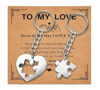 2Pcs Couples Keyrings, Jigsaw Puzzle Matching Keychains with Display Card, Valentines Gifts for Him,Romantic Gifts for Him, Matching Keyrings for Couples, Love Keyring for Boyfriend or Girlfriend