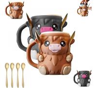 2PCS Cow Ice Pint Holder, Leak Proof Beer Can Sleeve ,- 3D Printed Leak Proof Beer Can Sleeve with Anti-Freeze Handle Sleeve Bowls Cooler Container for Kitchen Gift for Cream Lovers (Black)