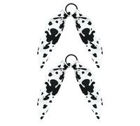 2pcs Cow Print Hair band Tie for Girls, Non-Slip Rabbit Bunny Ear Bow Scrunchie Elastic Ponytail Holder Cow Pattern HairBand Headband Accessories for Curly Straight & Thin Hair