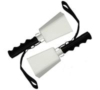 2pcs Cowbells Steel Cow Bell 9 inch Cowbell Noise Makers Cheering Hand Bell with Wrist Strap for Sports Events,Football Games,Party,Farm, Musical Instruments (White)
