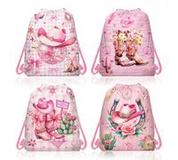 2Pcs Cowgirl Drawstring Bag, Pink Waterproof Swimming Bags, Large Capacity String Bag, Lightweight Draw String Bag Gym for Swim, Gym, Sports & Travel