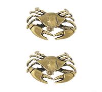 2PCS Crab Brass Door Handles, Solid Brass Cabinet Hardware Copper Finish, Decorative Drawer Pulls(B)