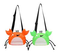 2Pcs Crabs Pattern Mesh Beach Bag, Beach Toys Mesh Bags Seashell Bags, Shell Collecting Totes with Adjustable Carrying Straps, for Kids Toddlers Pool Swim Beach Holding Shells