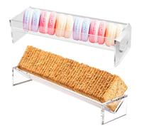 2Pcs Cracker Serving Tray Clear Cracker Holder Acrylic Macaroon Serving Stand Reusable Biscuit Holder Multipurpose Dish Charcuterie Board Platter for Home Party Events 8.75x2.75x1.5 inch