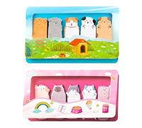 2pcs Creative Animal Index Sticky Notes Set, Fun Shaped Small Post It for Students and Office, Sticky Notes for Quick Memos, Study, Planners, and Organizing Tasks,Index Stickers for School (Cat Dog)
