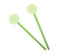 2pcs Creative Lemon Slice Glass Drink Stirrers Reusable Green | Glass, Stain Resistant and Flavor Preserving, for Modern Kitchens and Festive Gatherings
