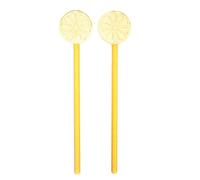 2pcs Creative Lemon Slice Glass Stir Sticks Reusable 6.42 Inch | Shiny Finish, Smooth Grip Surface, Easy to Wash, for Coffee Bar and Parties