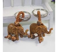 2pcs Creative Mini Elephant Carving Pendant Keychain Riches Lucky Animal Keyring Charm Backpack Decoration