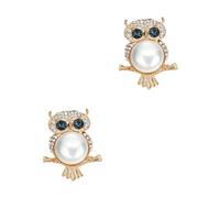 2pcs Creative Owl Shaped Clothes Decoration Lovely Colorful Oil Droped Breastpin Alloy Brooch Golden