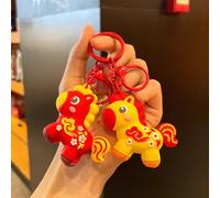 2Pcs Creative Pony Keychain Chinese Style Cartoon Zodiac Horse Mascot Doll Bag Charm 2026 New Year Lucky Pendant Gift