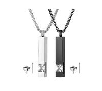 2pcs Cremation Urn Pendant Necklace For Memorial Black Stainless Steel With Necklace Ashes Jewelry Keepsakes