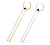 2pcs Crescent French Hair Pins, Metal U Shaped Hair Pins Alloy Moon Twist Hair Sticks Hair Fork for Buns Women Hair Styling Accessories (Gold, Silver)