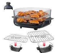 2PCS Crisper Rack for Ninja Crispi Pro Air Fryer FN101, Accessories, Grill Racks for Ninja Crispi Replacement Parts, Stackable Rack, Stainless Steel SUS304