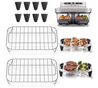 2PCS Crisper Stainless Steel Racks for Ninja Crispi DualZone DD101 | Air Fryer Accessories for Ninja Crispi DualZone 4Qt Glass Containers,Heat-resistant to 1650°F,Boosts Hot Airflow for Crisping