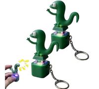 2PCS Croaky Buddy Keychain, Frog Croaking Fidget Toy, Lizard Keychain Sound, Lizards Button Keyring with Quacking Sound & Colorful Light, Keyboard Fidget Stress Reliever Toy for Office Travel (Lizard)