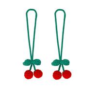 2PCS Crochet Cherry Car Hanging Accessories - Cute Car Mirror Hanging Ornament, Girly Car Decorations Toy for Women, Cherry Plushies Crochet Accessories, Rear View Mirror Car Decor, Women Interior