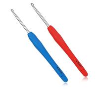 2Pcs Crochet Hooks 4.0mm 4.5mm Ergonomic Crochet Hook Set with Soft Handles Aluminum Crochets Hooks for Knitting Suitable for Beginners Adults