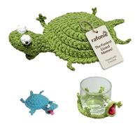 2PCS Crochet Lizard Coaster, Funny Handmade Animal Mug Rug Coaster