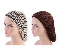 2pcs Crochet Snood Mesh Hair Wrap Sleeping Hat Net for Girls Long Sleeping Cap for Women Hair Net Cover Scarf Beanie Cap Hair Handkerchiefs for Women Das Head Bag Woman