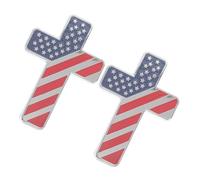 2pcs Cross Auto Emblem Alloy Faithful Style Matte Surface Badge
